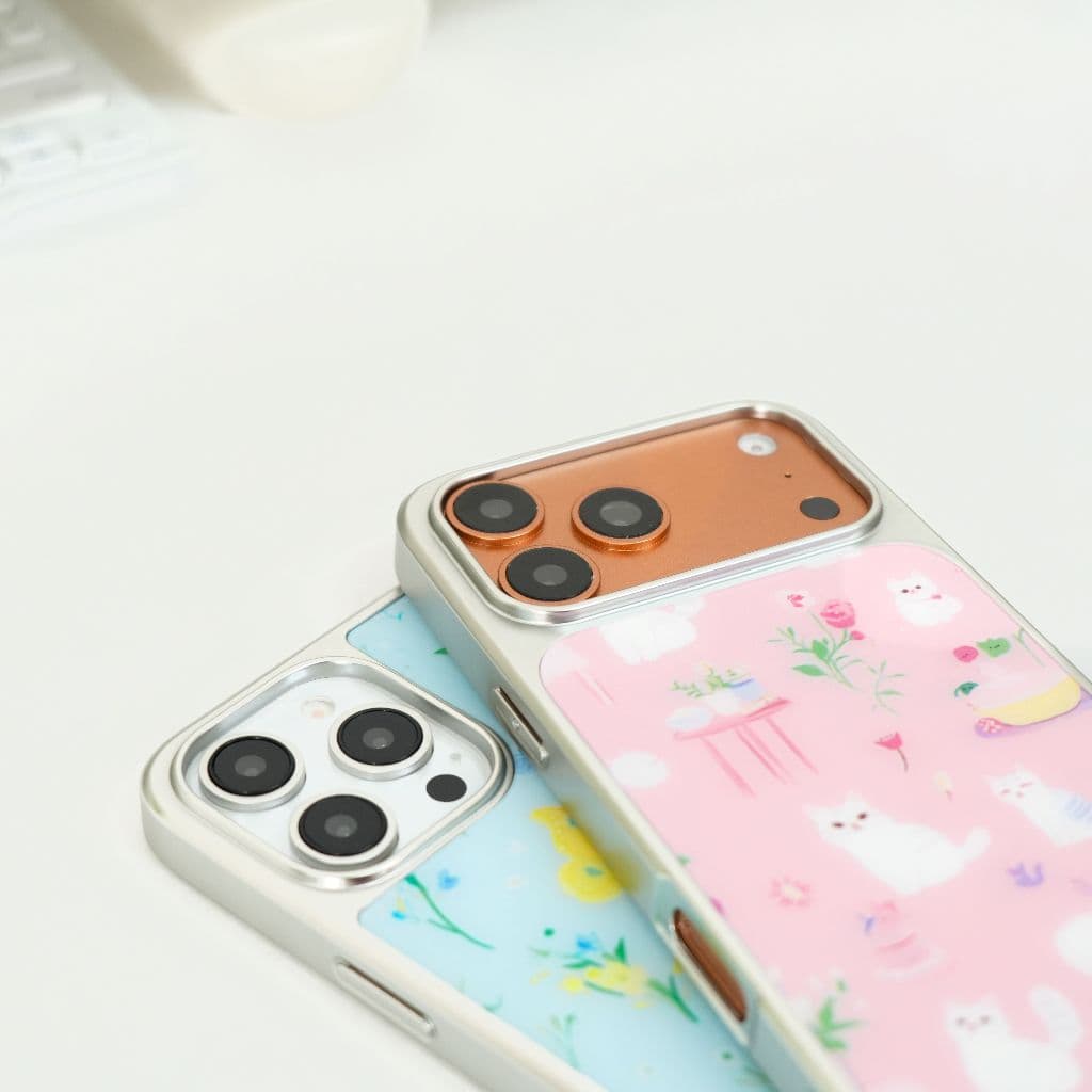 NEW Laongmoon เคสไอโฟนขอบเงิน พิมพ์ลาย Flower Sweet Collection สำหรับ iPhone 12 13 14 15 16 17 รูปที่ 3