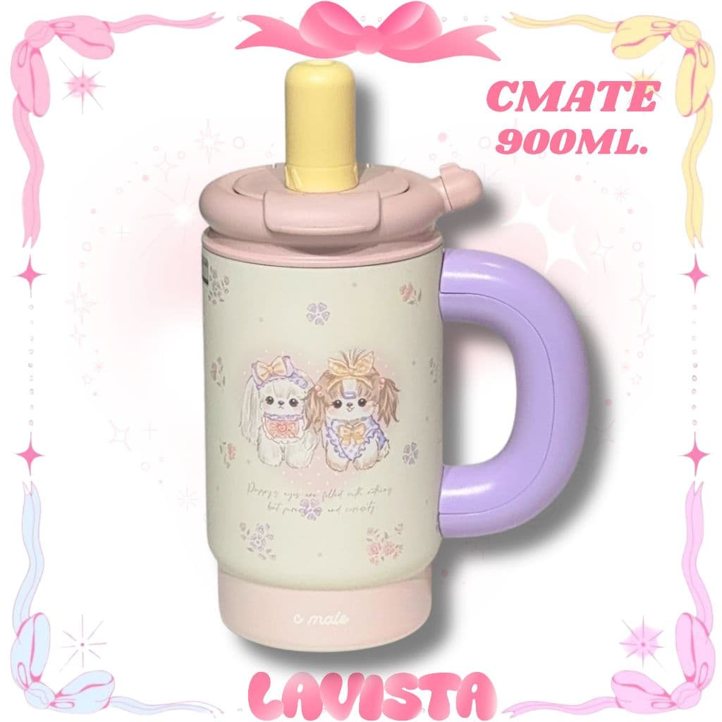 CMATE แก้วน้ำเก็บความเย็น"เคลือบเซรามิก" ลายสุดCUTE รูปที่ 4