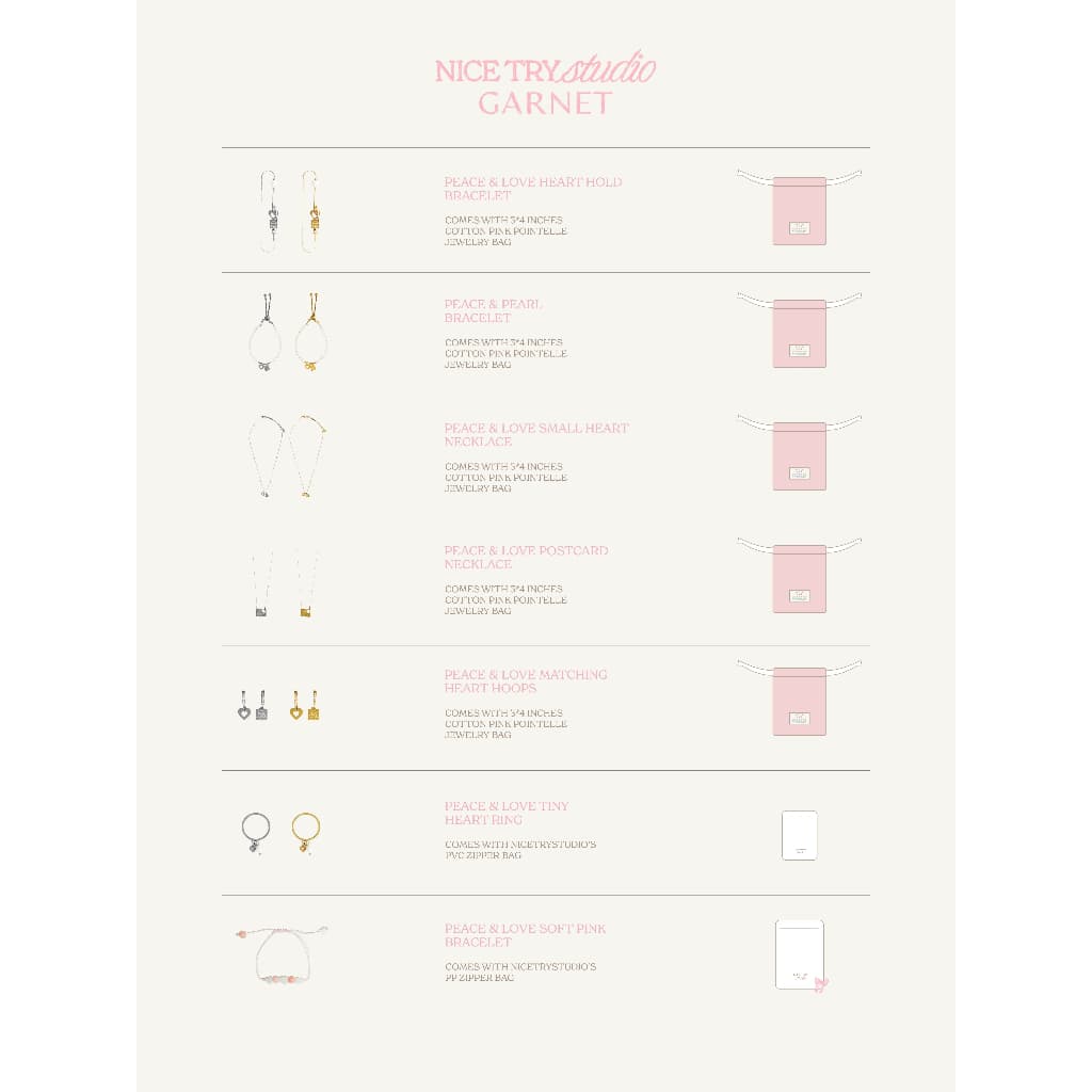 nice try studio x garnet - Peace & Love Heart Hold Bracelet สร้อยข้อมือลายหัวใจ พร้อมไข่มุกแท้ กันน้ำ กันเหงื่อ รูปที่ 8