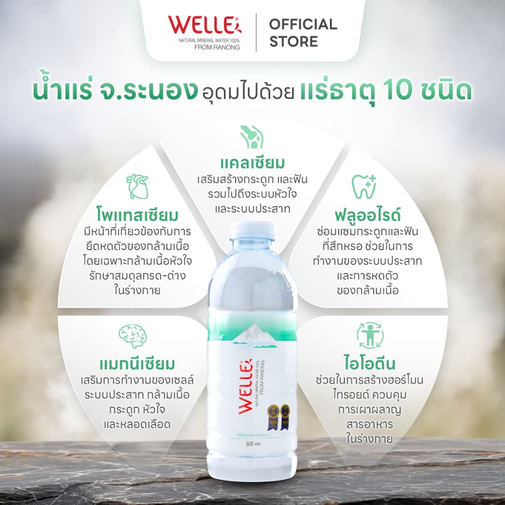 Welle Mineral Water น้ำแร่เวลล์เล่ 500 มิลลิลิตร 9 แพค จากแหล่งน้ำแร่ระนอง รูปที่ 5