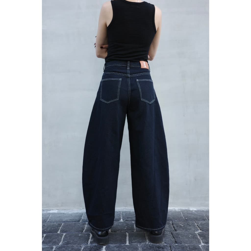 BXB - 68 Barrel Denim กางเกงยีนส์ทรงบาเลล สีพื้น l รูปที่ 5