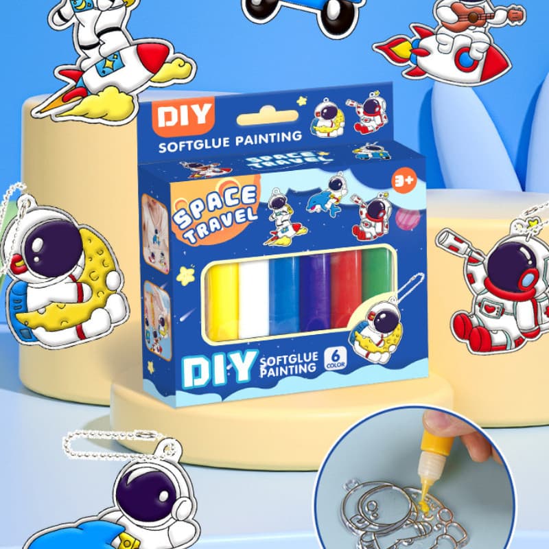 พวงกุญแจDIY ชุดทำพวงกุญแจ 6pcs เจลวาดภาพ3มิติ Sticky Art ของเล่นDIY รูปที่ 8