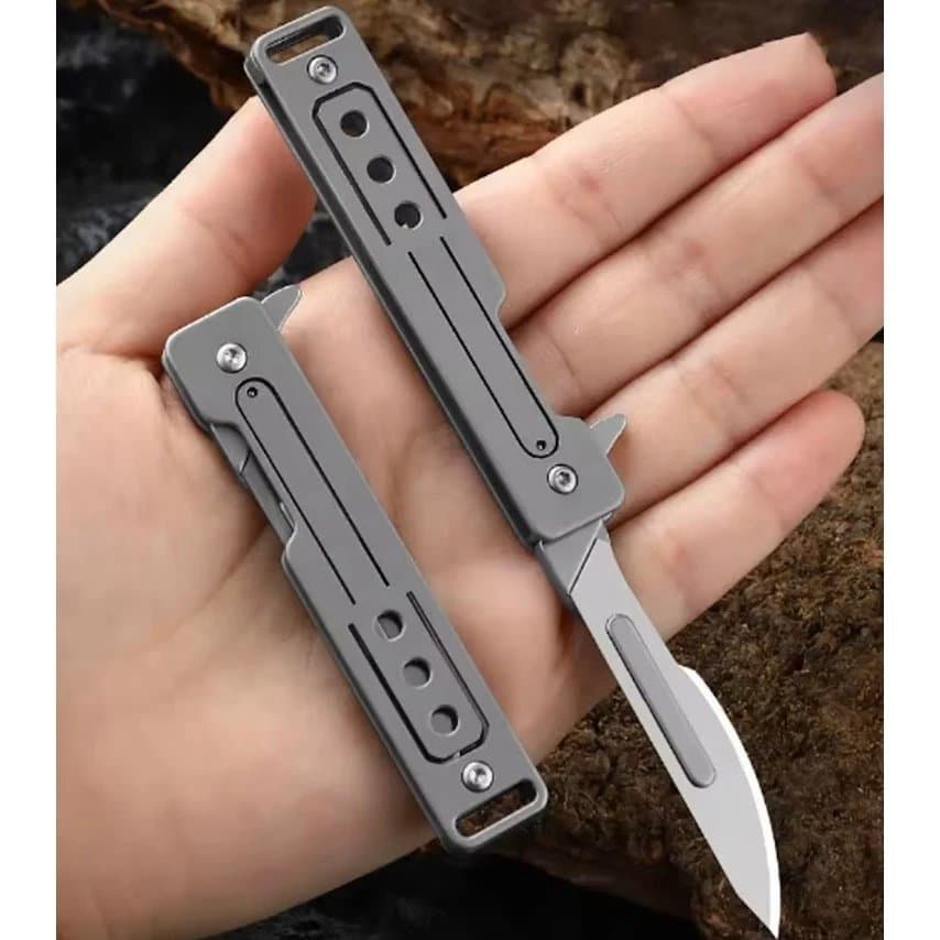 T37 Titanium Alloy Art แบบพกพา มีดพับใบมีด Sharp Express มีดขนาดเล็กพวงกุญแจอเนกประสงค์กลางแจ้ง Mini มีด รูปที่ 9