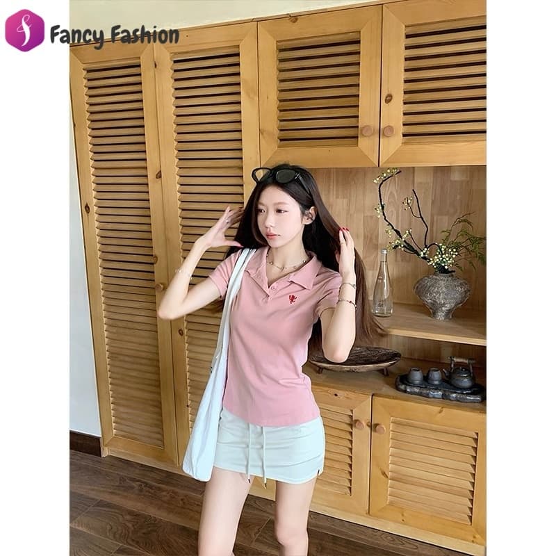 Fancy Fashion T-shirt เสื้อโปโลแขนสั้นมีดีไซน์เรียบง่ายและดูดี เหมาะสำหรับสวมใส่ในโอกาสต่างๆ รูปที่ 6