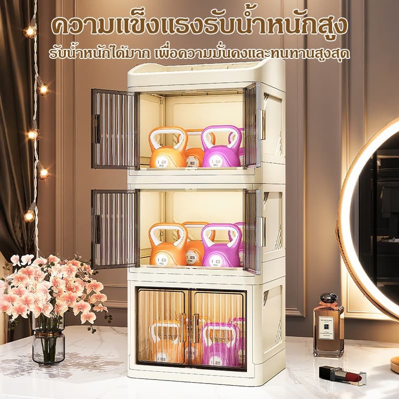 กล่องเก็บเครื่องสำอางแบบมีฝาปิด ลิ้นชัก ใส แบ่งสล็อตลิปสติก แปรงแต่งหน้า ชั้นวางหลายชั้น ความจุใหญ่ ป้องกันฝุ่นและกันน้ำ รูปที่ 3