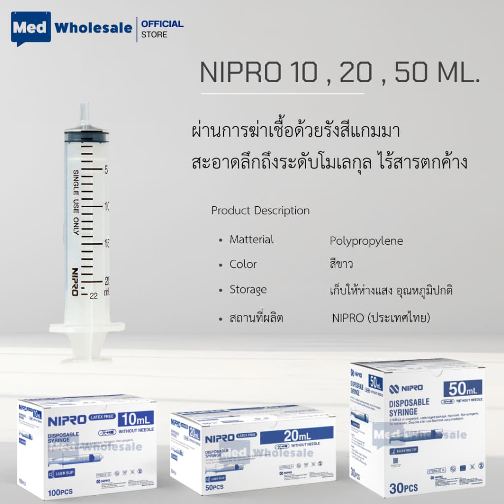 กระบอกฉีดยา นิโปร ไซริงค์พลาสติก SYRINGE NIPRO ขนาด 1ML ,3ML ,5ML ,10ML ,20ML,50ML รูปที่ 3