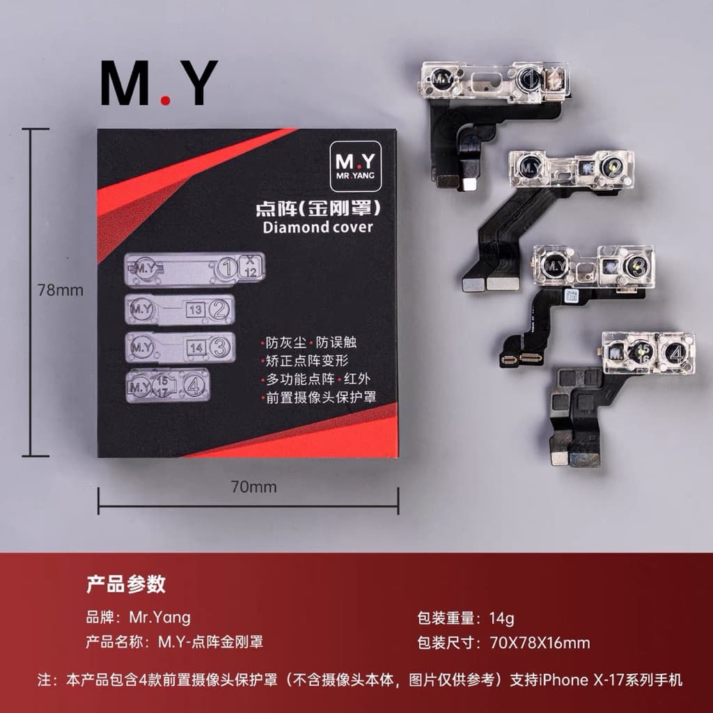 ฝาครอบป้องกันกล้องหน้า Mr.Yang ฝาครอบป้องกันเลนส์อินฟราเรดแบบดอทเมทริกซ์อเนกประสงค์ X 11 12 13 14 15 16-17 ครบชุด รูปที่ 1