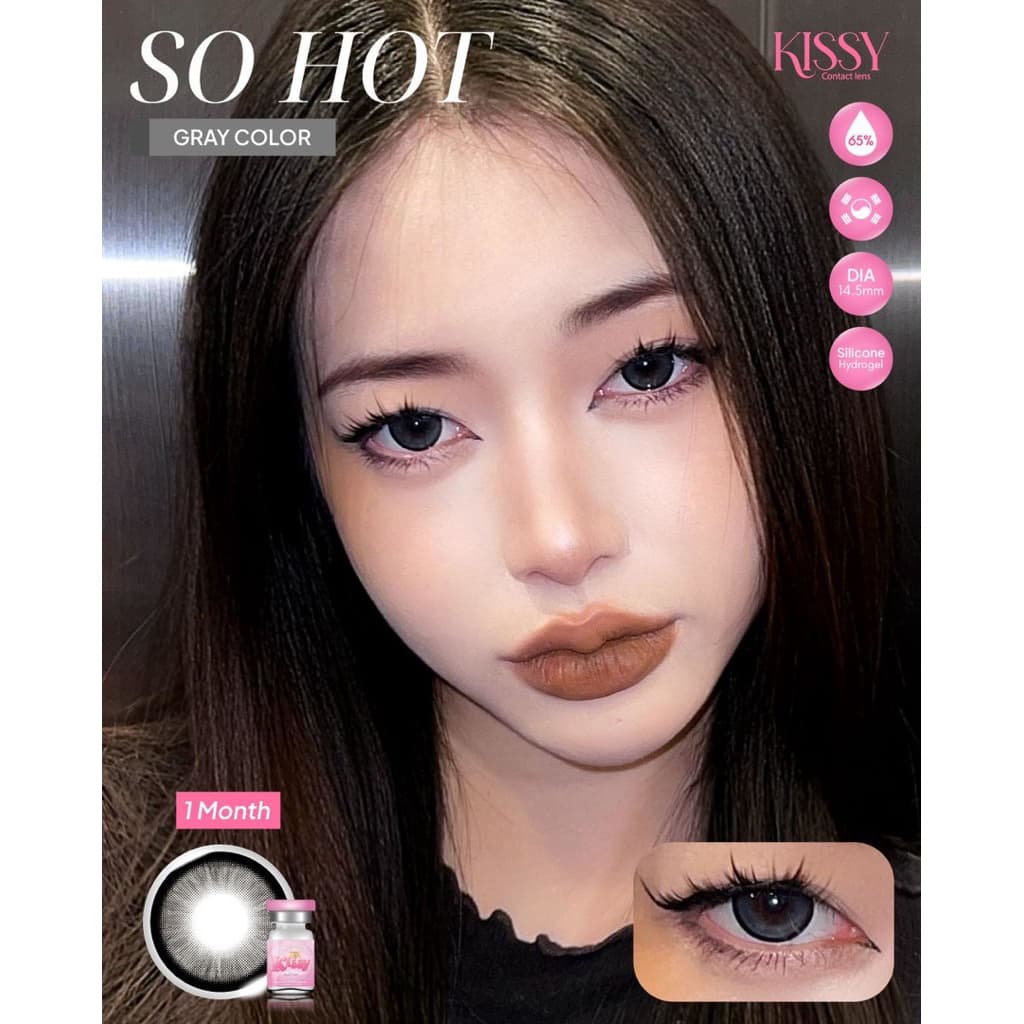 So hot gray black brown gray kissylens คอนเเทคเลนส์ค่าอมน้ำสูง Bigeye บิ๊กอาย คอนแทคเลนส์มีเลขจดแจ้งถูกต้อง รูปที่ 2
