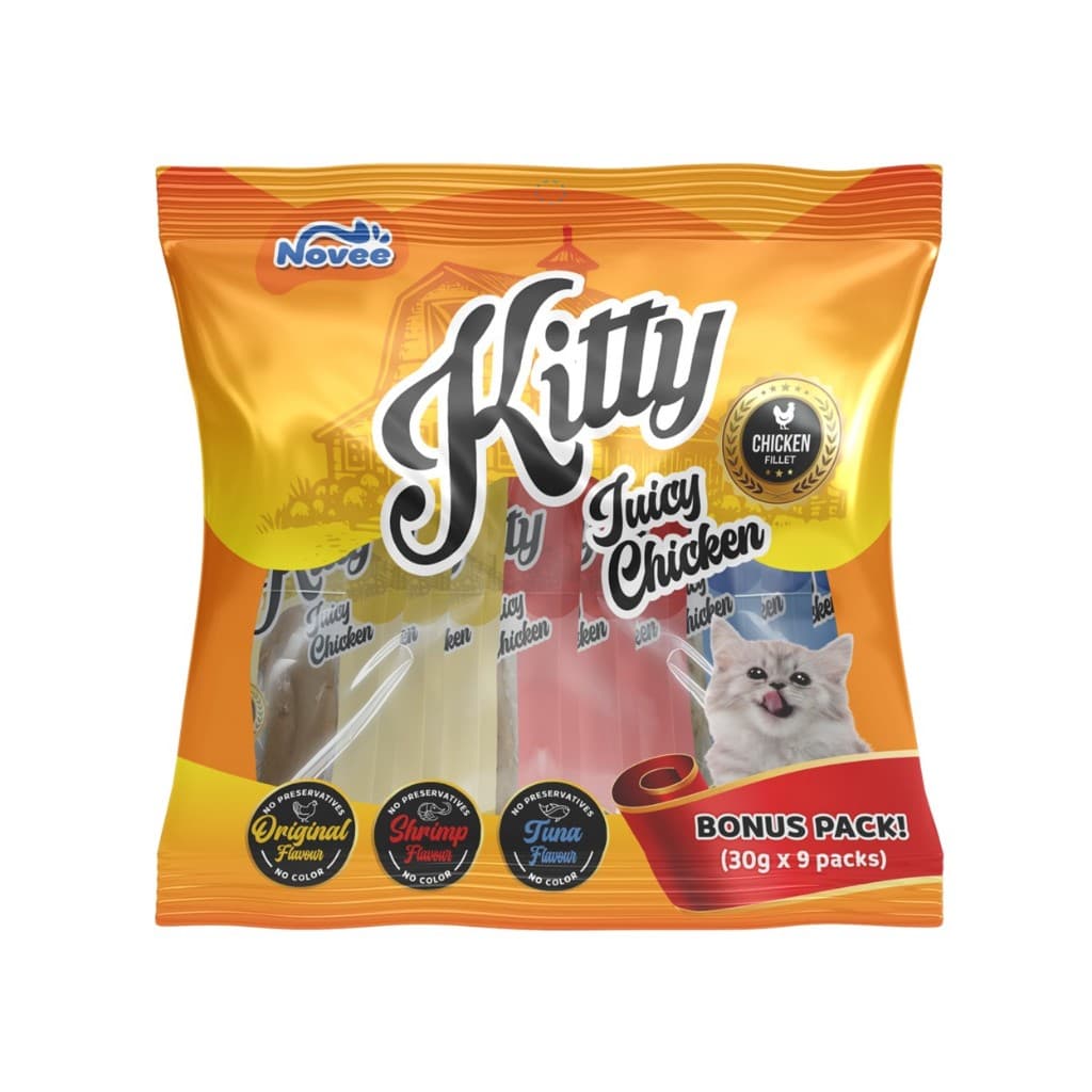 0047 NOVEE KITTY JUICY CHICKEN / สันในไก่ 100 % 3รส โบนัสแพ็ค @30G X 9 ซอง 1แถม1 299บาท รูปที่ 2