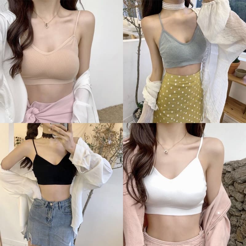 NY005 สปอร์ตบราสายเดี่ยวผ้าร่อง สปอร์ตบรา แบบสวม มี7สี มีฟองน้ำ บราสายเดี่ยว บราผ้านิ่ม บราไร้ขอบ รูปที่ 1