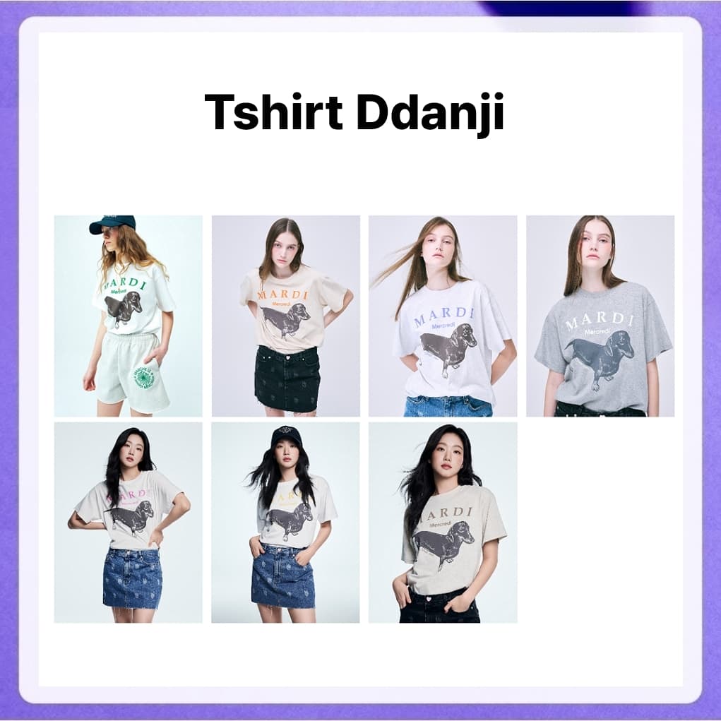 Mardi Mercredi Tshirt Ddanji (Light Beige, Ivory Pink, White Tangerine, Grey White, Oatmeal Taupe, Ivory Pink) รูปที่ 1