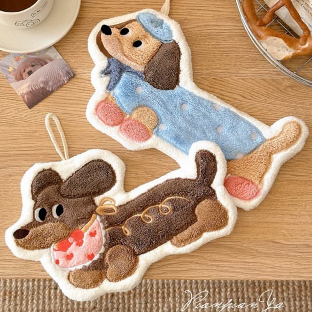 ผ้าเช็ดมือ รูปน้องหมา ขนาดประมาณ 18x30 cm. ผ้าขนหนูเช็ดมือ ซับน้ำเร็ว หนานุ่ม รูปแบบน่ารัก แขวนในห้องน้ำ ​หรือห้องครัว รูปที่ 9