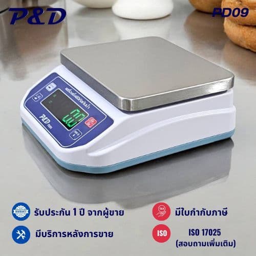 เครื่องชั่งดิจิตอลในครัวเรือน กันน้ำ IP65 ยี่ห้อ P&D รุ่น PD09 พิกัด 3kg., 5kg., 10kg. รูปที่ 4