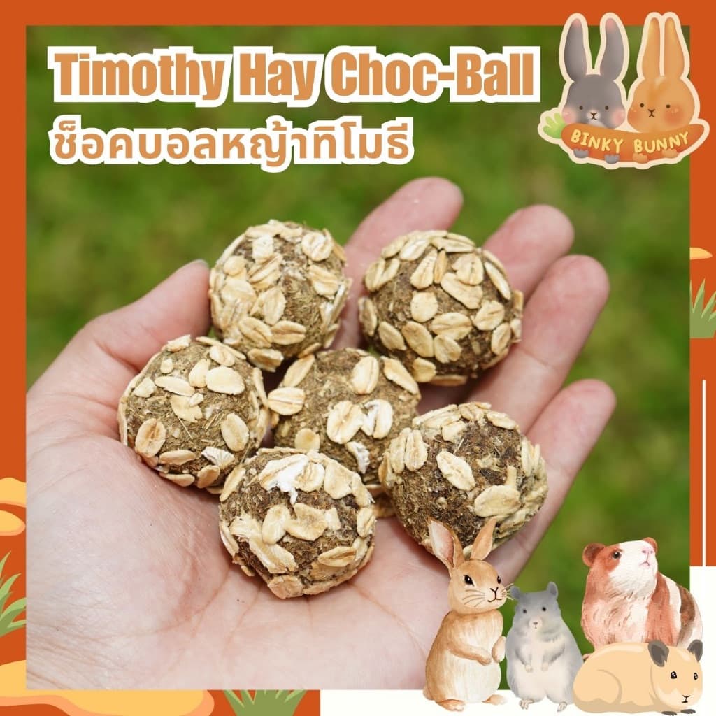 Binky Bunny House ช็อคบอลหญ้าทิโมธี ขนมอบแห้งลับฟันสำหรับสัตว์ฟันแทะ 10 ลูก รูปที่ 7