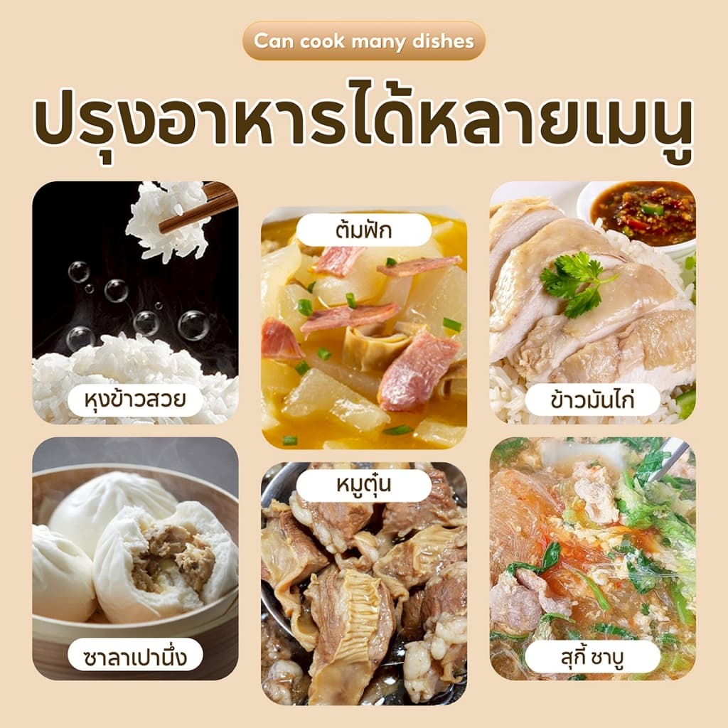 หม้อหุงข้าวไฟฟ้า ทนความร้อนสูง พร้อมซึ้งนึ่ง ขนาดกะทัดรัด ฟังก์ชันหลากหลาย 1 ลิตร รุ่น RC14 รูปที่ 4