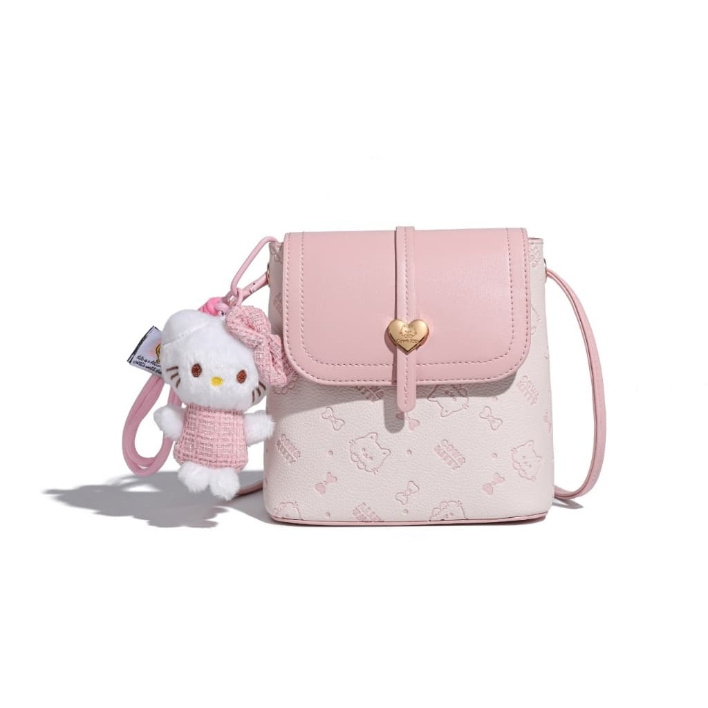 กระเป๋าสะพายข้าง Cow&Kitty สำหรับผู้หญิง หนัง PU สีชมพู น่ารัก กระเป๋าคิตตี้ พกพาง่าย กระเป๋าสะพายไหล่ผู้หญิง รูปที่ 2