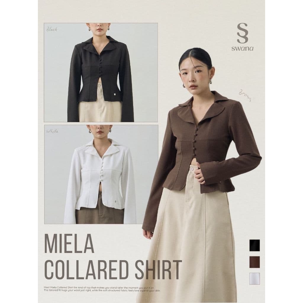 Swana.ss - Miela collared shirt XS-XL แค่เสื้อ เสื้อแขนยาวคอปก รูปที่ 1