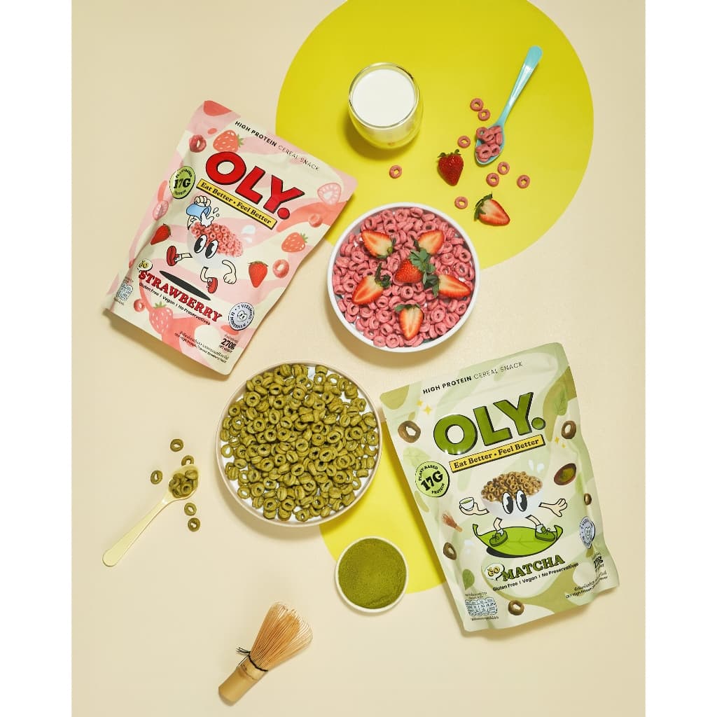 OLY. Go Matcha Plant Based High Protein Cereal 45g โอลี่ ซีเรียลโปรตีนสูง รสมัทฉะ 45g รูปที่ 4