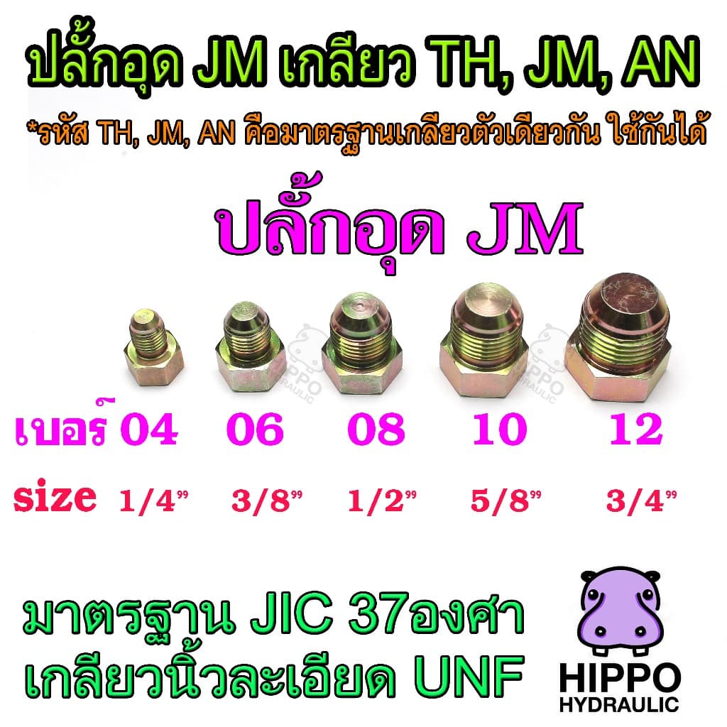ปลั้กอุดJM, น๊อตอุดN๋J เกลียว TH, JM, AN อุดสายน้ำมัน อุดวาล์วไฮดรอลิค อุดสายpower รูปที่ 3