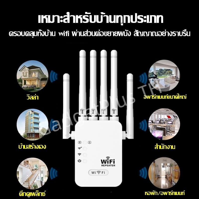 Wifi Repeater 6เสาอากาศขยาย ขจัดจุดบอดของเครือข่าย 1200Mbps 5Ghz ตัวขยายสัญญาณ รูปที่ 2