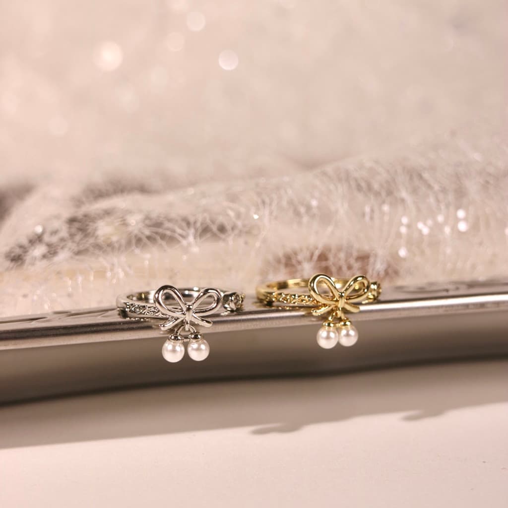 Socrush.bkk | Cherish Bow ring | SR-057 | แหวน โบว์ มุก รูปที่ 1