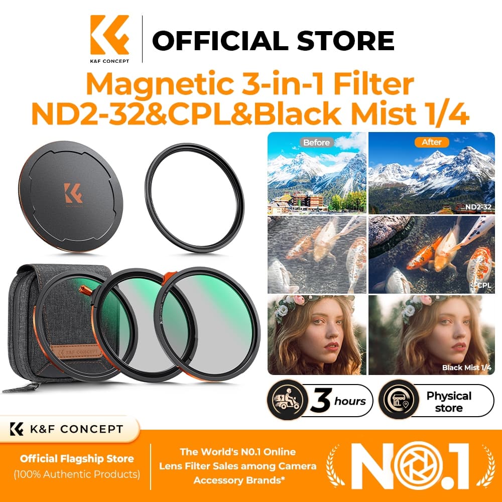 K&F CONCEPT NANO-X Magnetic 3-in-1 Filter Kit ND2-32&CPL&Black mist Filter For Lens รูปที่ 1