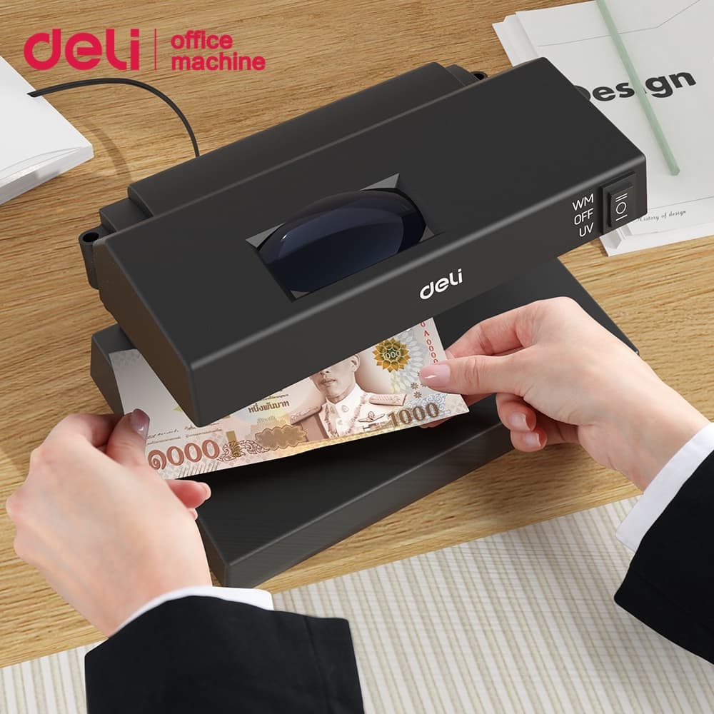 Deli เครื่องตรวจธนบัตร เครื่องตรวจแบงค์ปลอม เลนส์ขยาย ฉายไฟ 2 โหมด UV/ตรวจลายน้ำ Currency Detector รูปที่ 7