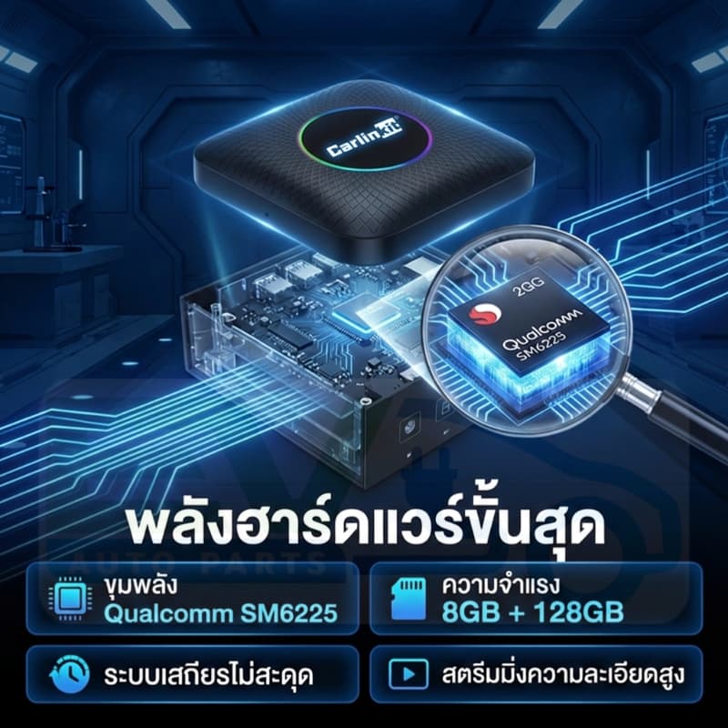 กล่องทีวี CarlinKit 8+128GB ai box CarPlay ไร้สาย Android Auto ไร้สาย,For cars with wired CarPlay only รูปที่ 3