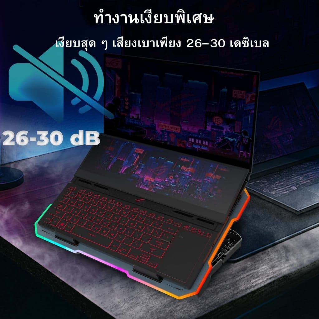 Nubwo พัดลมโน๊ตบุ๊ค พัดลมรองโน๊ตบุ๊ค 4ใบพัด ปรับระดับความสูงได้ Cooler pad Quatro NF-130 Razeaka RF-01 ประกันศูนย์ 1ปี รูปที่ 7