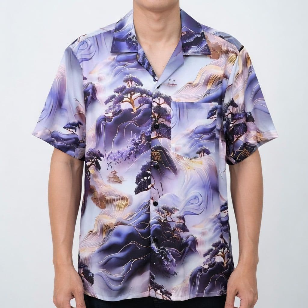 เสื้อเชิ้ตฮาวายรวมลาย อก 38-52 นิ้ว M-3XL ผ้าไหมอิตาลี ผ้านุ่มใส่สบาย รูปที่ 2