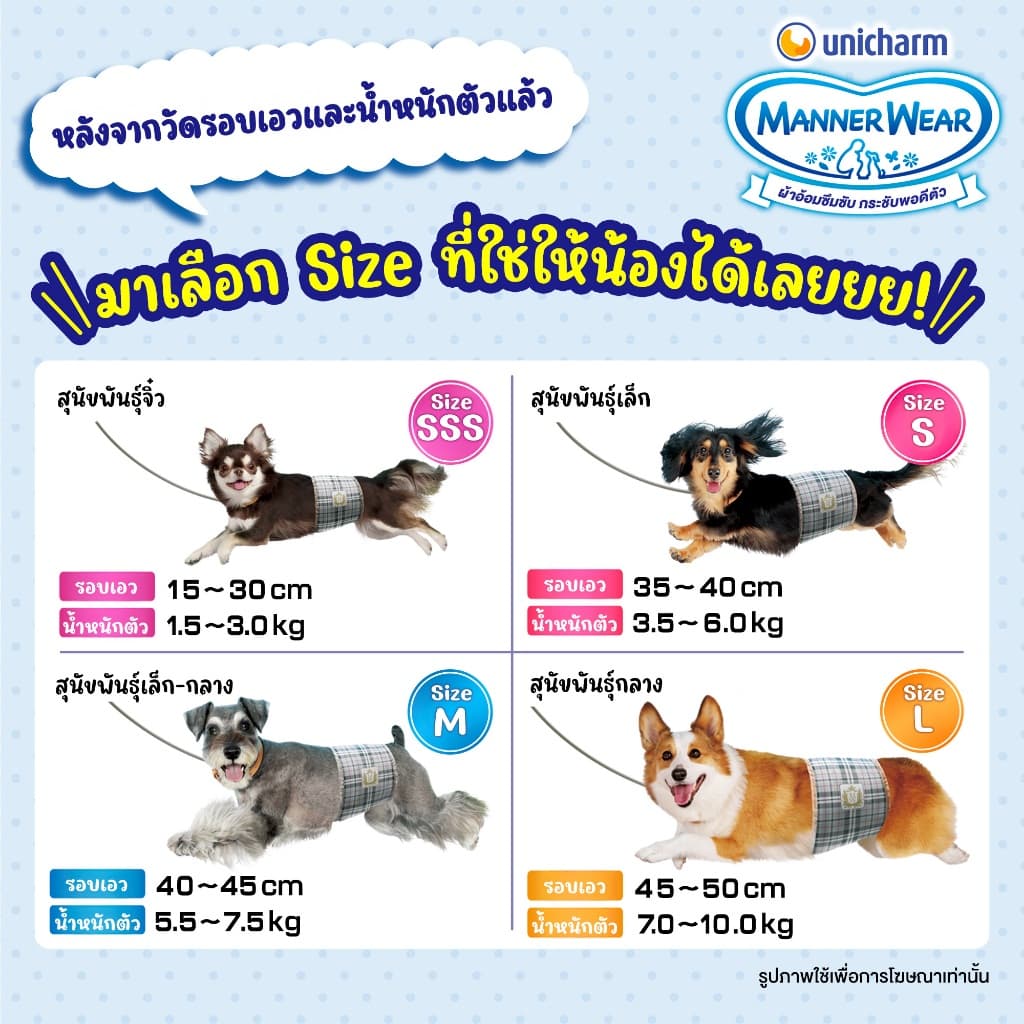 Unicharm Pet Mannerwear ผ้าอ้อมสุนัข แมนเนอร์แวร์ เพศผู้และเพศเมีย ขนาด SSS-L รูปที่ 8
