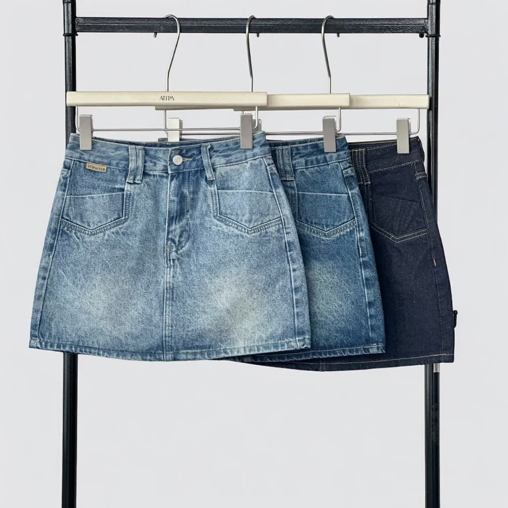 Atipashop - Silhouette Denim Skirt กระโปรงยีนส์สั้น ทรงสวย รูปที่ 4