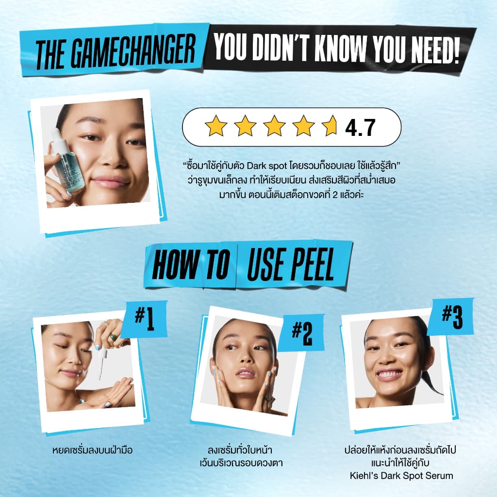 KIEHL'S CLEARLY CORRECTIVE DAILY RE-TEXTURIZING TRIPLE ACID PEEL 50ML คีลส์ เซรั่มผลัดเซลล์ผิว รูปที่ 5