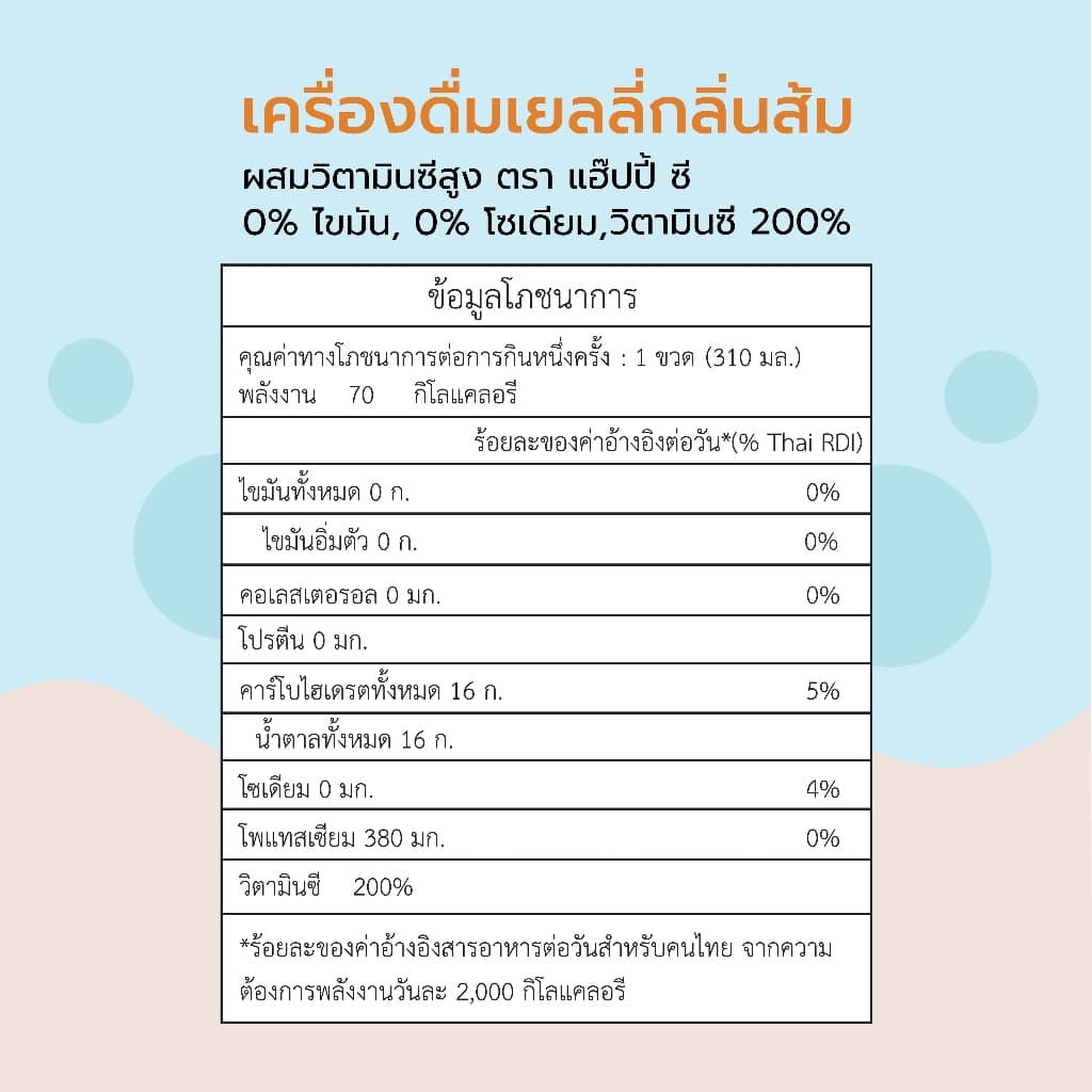 Hapi-C เครื่องดื่มเยลลี่ กลิ่นส้มผสมวิตามินซีสูง ขนาด 310 ML. รูปที่ 5
