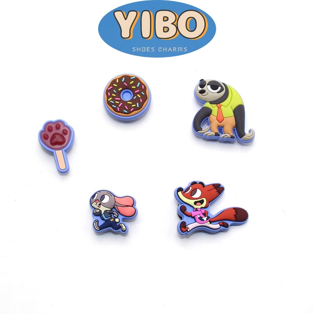 YIBO charms ตัวติดรองเท้าแตะ การ์ตูน Zootopia 3D น่ารักสุดปัง พร้อมชุดบัวล็อคโลหะ ตกแต่งง่าย ไม่หลุด รูปที่ 5
