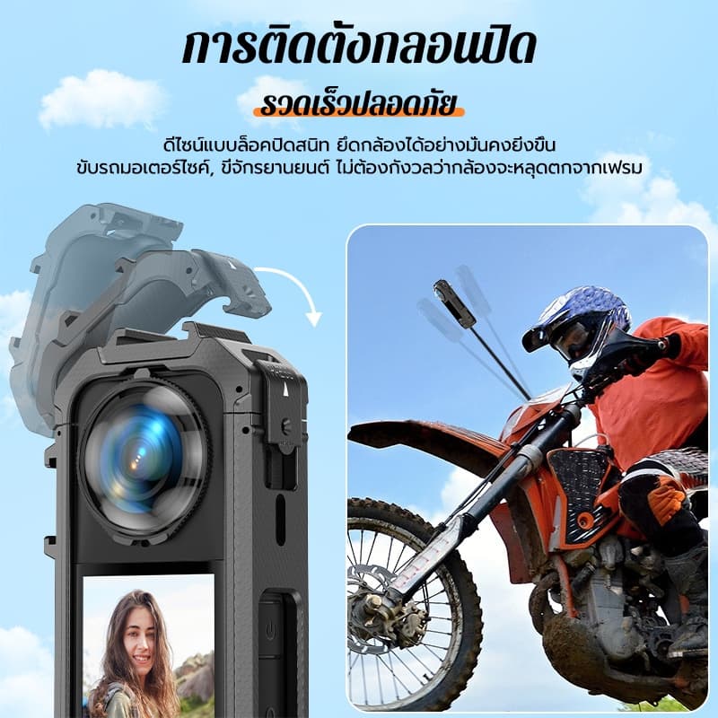 กรงป้องกันโลหะ สำหรับกล้อง Insta360 X5/X4AIRผลิตจากอลูมิเนียมอัลลอยด์ มีโครงกรงพร้อมฝาครอบเลนส์ซิลิโคน รูปที่ 3