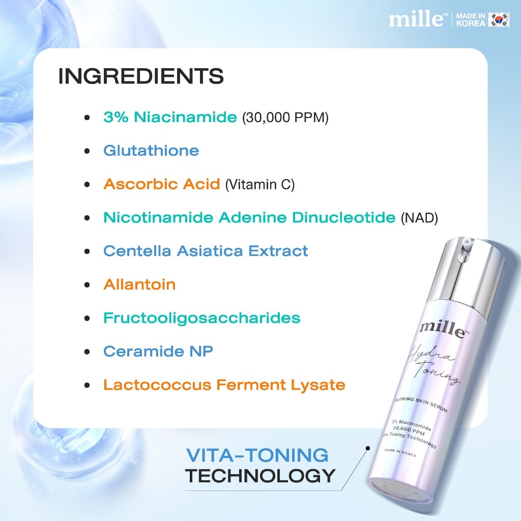 Mille Hydra-Toning Glowing Skin Serum 10ml มิลเล่ เซรั่มลดอุณหภูมิผิว -3°C รูปที่ 8