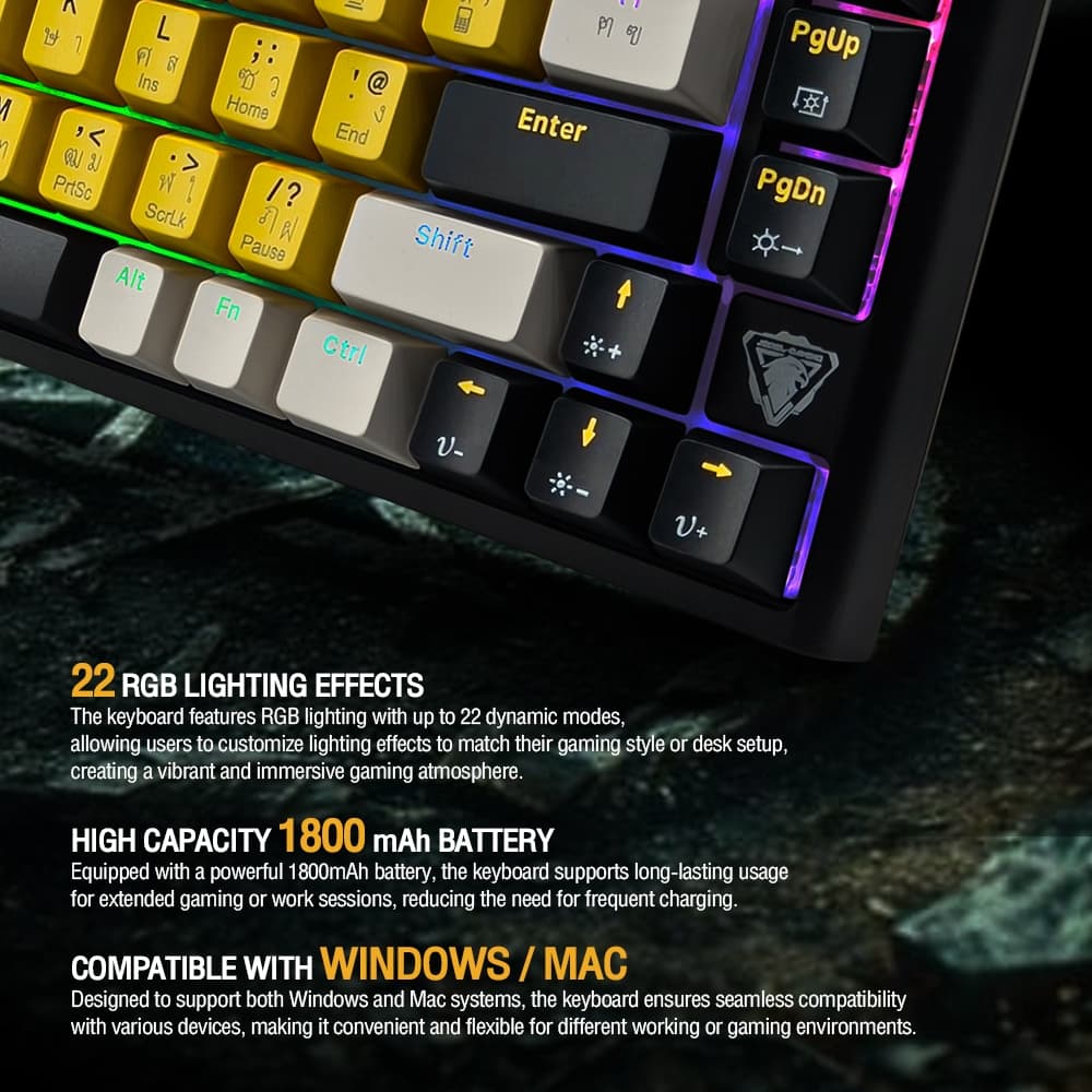 JEDEL WKL103 Mechanical Keyboard 67 Keys TH/EN มี Knob ปรับเสียง Red Switch ไฟRGB 22 โหมด Anti-Ghosting รูปที่ 6