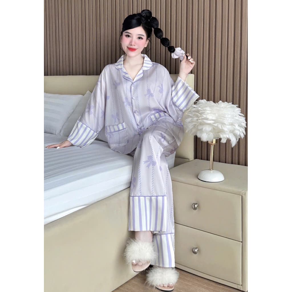 เข้าใหม่ชุดนอนฟรีไซส์ 3ชิ้น ผ้าsilk satinเกรดพรีเมี่ยม รูปที่ 5