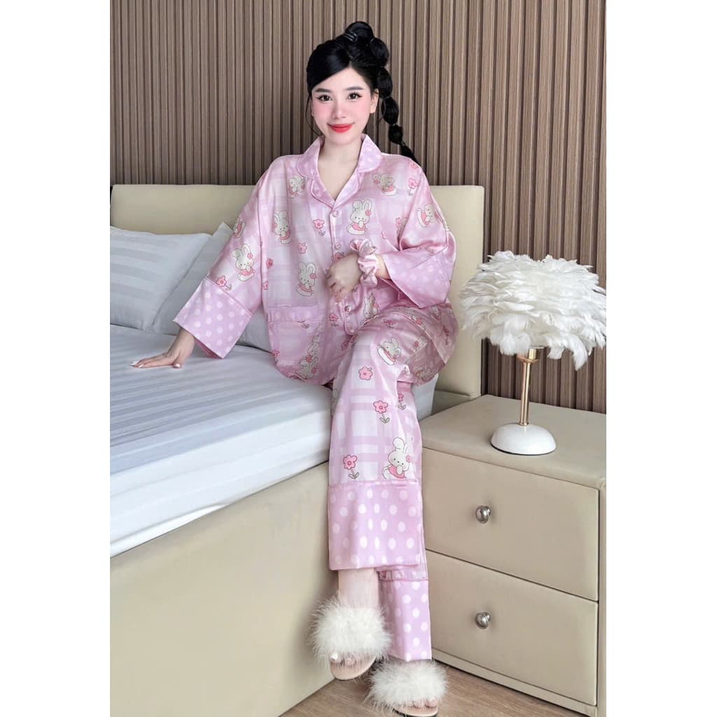 เข้าใหม่ชุดนอนฟรีไซส์ 3ชิ้น ผ้าsilk satinเกรดพรีเมี่ยม รูปที่ 9