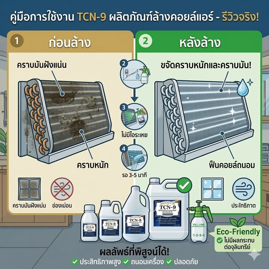 TCN9 น้ำยาล้างแอร์ ใช้สำหรับขจัดคราบหนักสะสม คราบน้ำมัน เมือกสะสม ชนิดพร้อมใช้งาน ผสมน้ำเพิ่มได้ 3 เท่า ไม่มีกลิ่นฉุน รูปที่ 7
