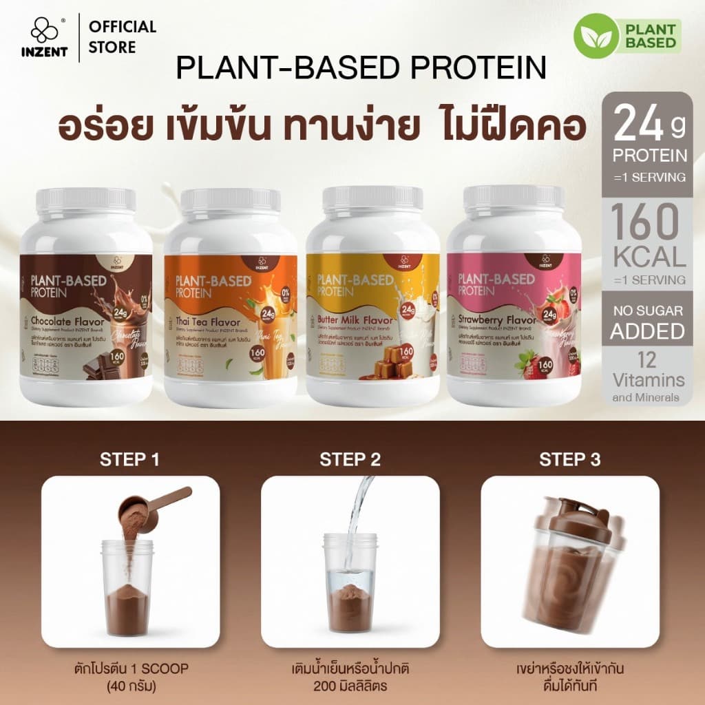 Plant-Based Protein Chocolate Flavor 520 g x2 โปรตีน ตรา INZENT รูปที่ 6