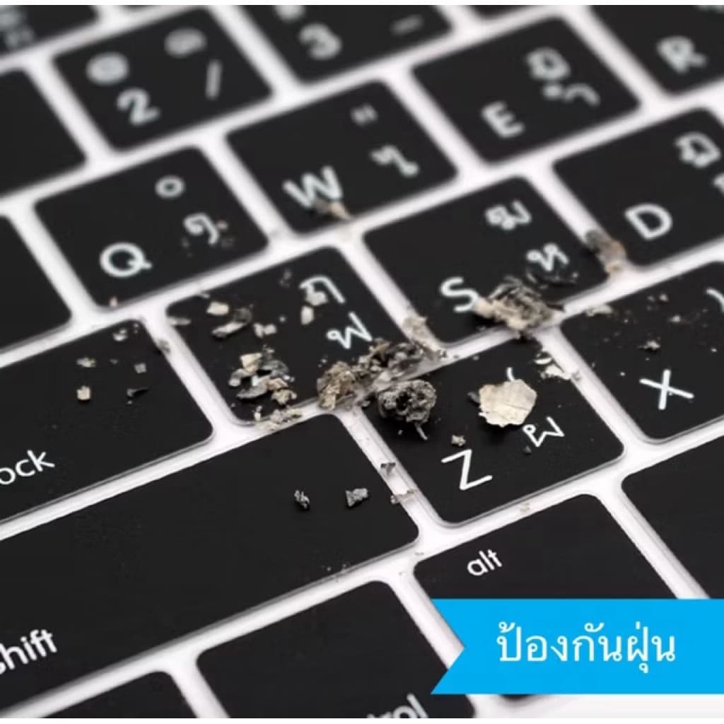 ซิลิโคนคีย์บอร์ดสำหรับ MacBook Neo 13 2026 Model A3404 With Touch ID สีดำพิมพ์ไทยENG ใสTPUไม่มีอักษร รูปที่ 6