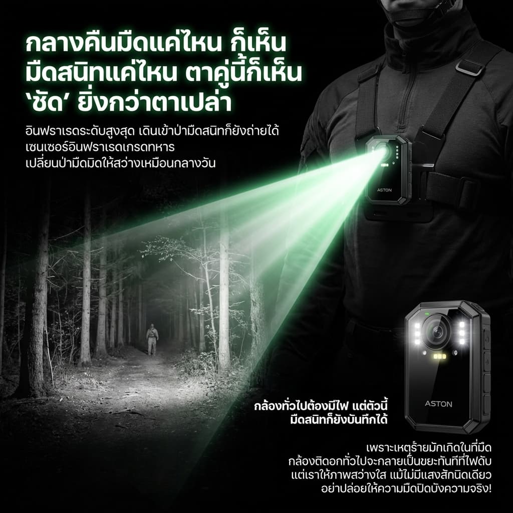 ASTON MOTO X กล้องติดอก กล้องติดหน้าอก Body Camera กันน้ำIPX68 ใช้ต่อเนื่อง 9-10 ชม รับประกันสินค้า 1 ปี รูปที่ 5