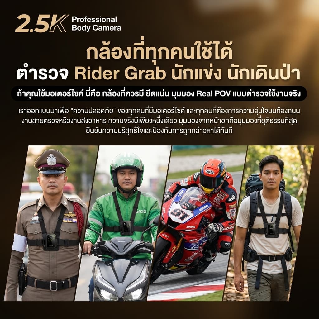 ASTON MOTO X กล้องติดอก กล้องติดหน้าอก Body Camera กันน้ำIPX68 ใช้ต่อเนื่อง 9-10 ชม รับประกันสินค้า 1 ปี รูปที่ 6