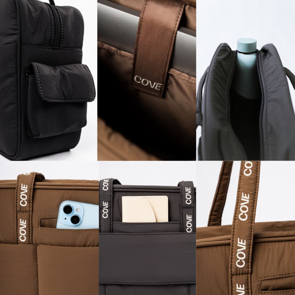 COVE Mailbox Laptop Tote กระเป๋าทรงกล่อง กระเป๋าใส่โน๊ตบุ๊ค / Laptop 15 นิ้ว กระเป๋าสะพายไหล่ ผ้าไนล่อน น้ำหนักเบา รูปที่ 3