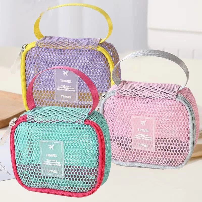 Novvia COD กระเป๋าแต่งหน้าตาข่ายสี กระเป๋าเก็บของ กระเป๋าผ้าตาข่าย น้ำหนักเบา พกพาสะดวก รูปที่ 1