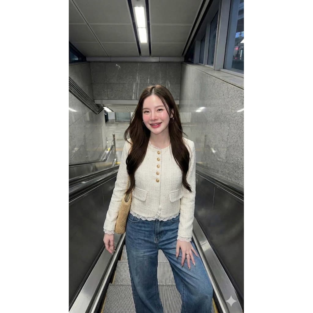 เสื้อคลุมแขนยาวทวิตงานป้ายLady apple61รุ่นแต่งระบายลูกไม้ รูปที่ 8