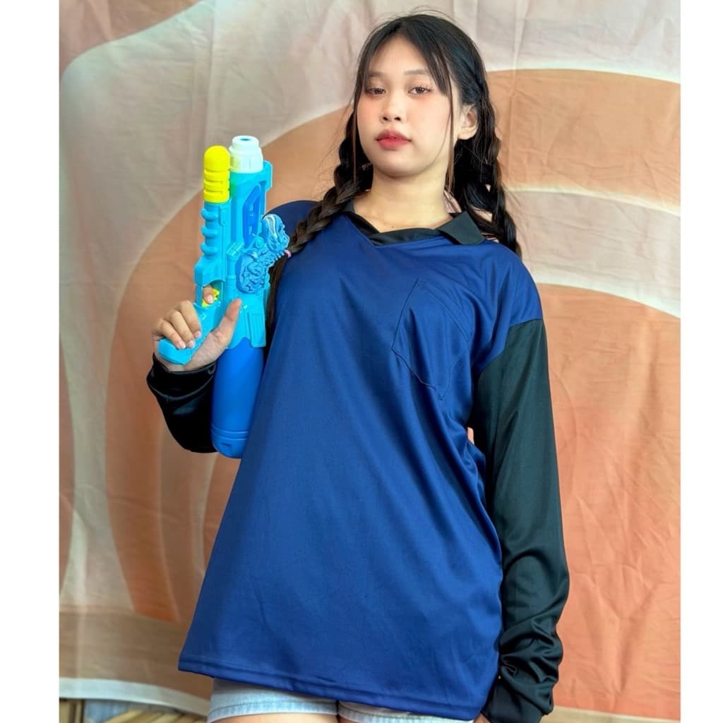 เสื้อคอปกแขนยาว เสื้อใส่ทำงาน ใส่ทำไร่ ใส่ทำสวน ใส่ทำกิจกรรม คอกลม ผ้าลื่น ระบายอากาศ แพค4ตัว คละสี รูปที่ 9