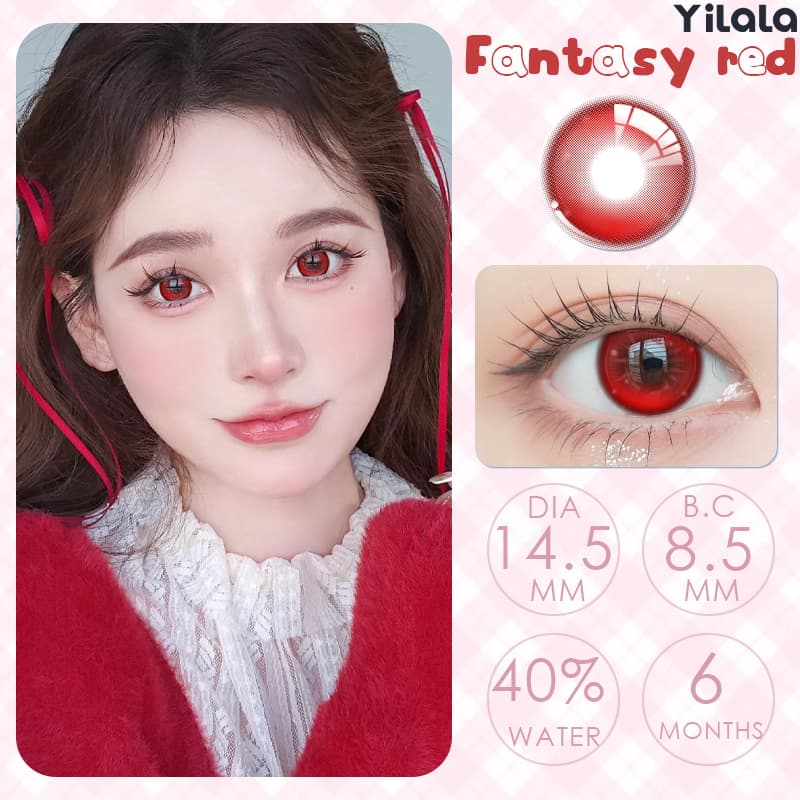 สามารถใช้งานได้นาน 6 เดือนคอนแทคเลนส์ Ruby red ขนาดกลาง Yilala ธรรมชาติ เนียน ตากลมขึ้น รูปที่ 2